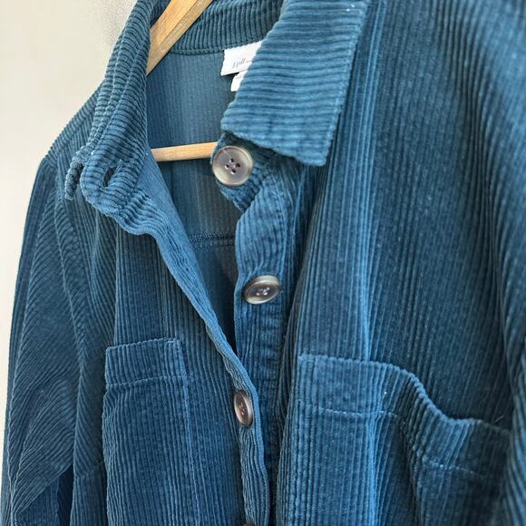 J. Jill Corduroy Shirt Dress 3/4 Sleeve Peacock Green M - Picture 5 of 11